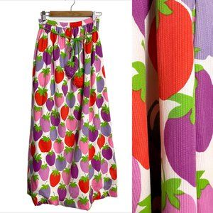 1960s strawberry print hostess maxi skirt